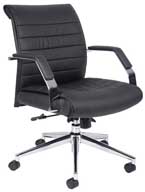 Boss B9446 Mid Back Executive Ribbed Chair (Black & Chrome)